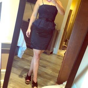 Black/ Navy Blue Peplum Dress with removable belt